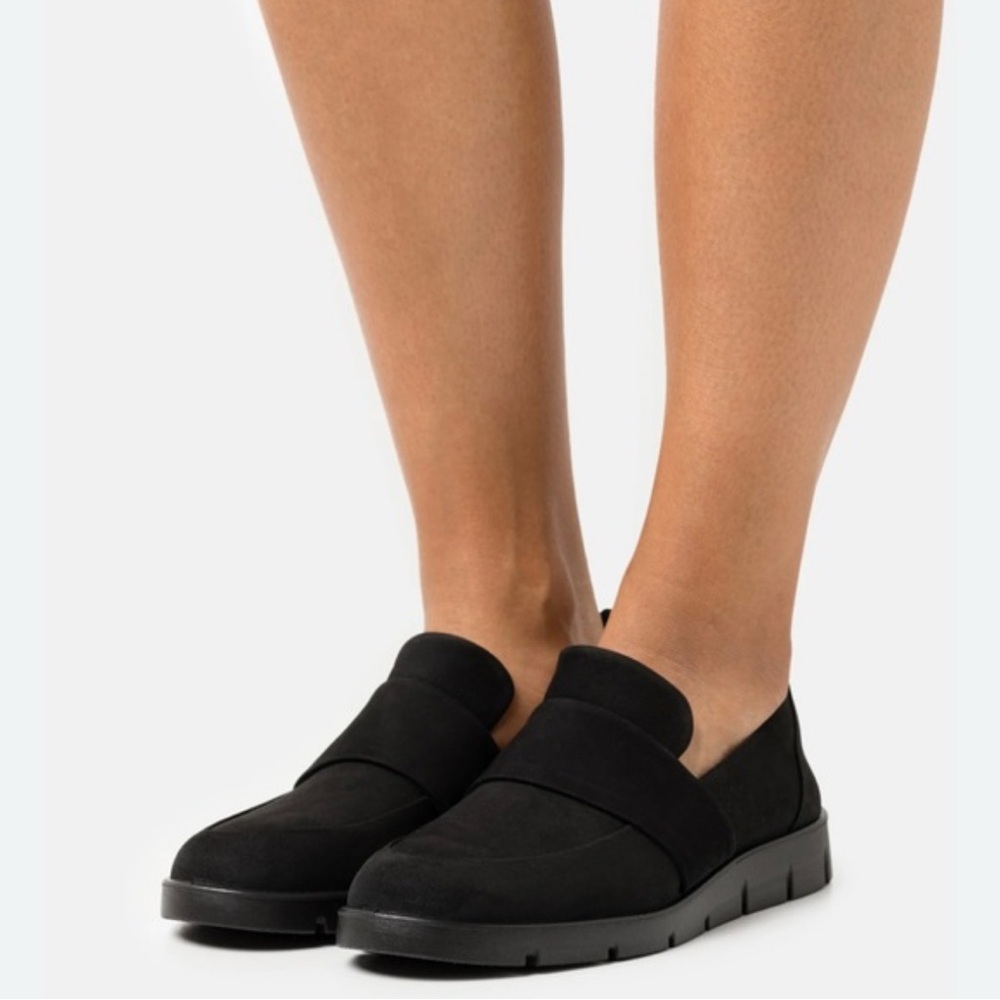 Ecco Bella Nubuck Women's Black Leather Loafers,Slip on,Size 7.5